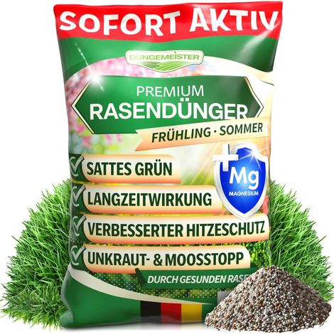Rasendünger Sommer Sofortwirkung – sattes Grün – für Streuwagen geeignet (10 kg für 500m²) (1/5)