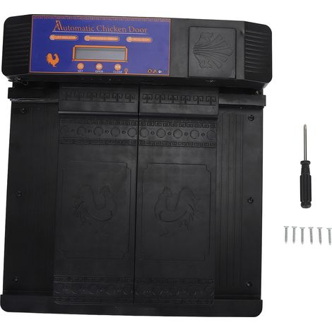 Ouvre-porte automatique pour poulailler avec minuterie, alerte de batterie faible et double ouverture. Porte intelligente pour poulailler avec écran LED. (1/5)