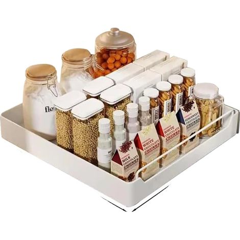 Organizzatore per cassetti scorrevoli, acciaio inox, installazione senza foratura, 40 cm - bianco (1/2)