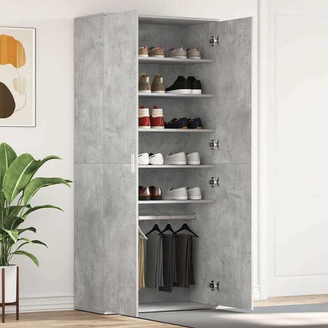 Schuhschrank mit Tür Beton Grau 80 x 39 x 178 cm Holzwerkstoff