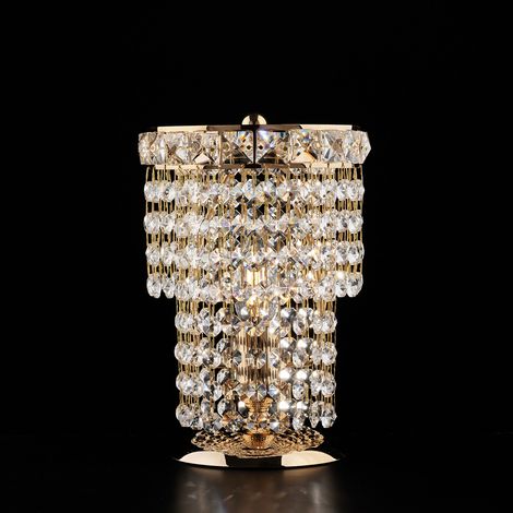 Wagner - Tischlampe aus Eisen und goldenem Messing mit Strasssteinen 1 Licht H.24 - Ø16 - BL266-LT-OR
