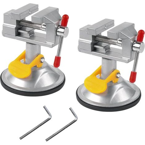 2 Stück Schraubstock, kleiner Drehschraubstock, 360° drehbarer Mini-Schraubstock mit Saugnapf, 30 mm, Tischschraubstock für Hobby-Schmuck, Klemmbefestigung für Glasschreibtisch (2)