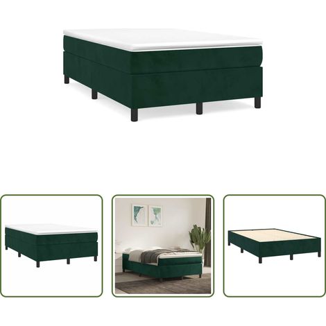 vidaXL Cama box spring con colchón terciopelo verde oscuro 120x190 cm (1/5)