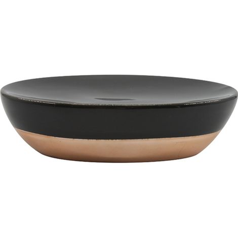 Jabonera de cerámica AMMAN negra y dorada MSV