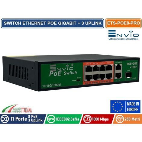 11 PORTE SWITCH ETHERNET POE GIGABIT 8 PORTE GE + 2 UPLINK GE + 1 UPLINK GE SFP (1/4)