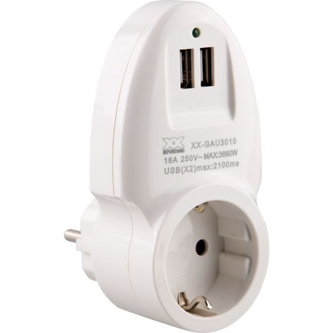 ADAPTADOR DOBLE USB ONLEX 16A BLANCO