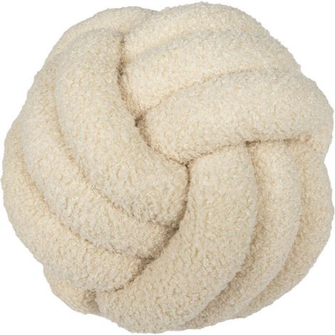 Coussin décoratif en laine d'agneau noué (beige, 20 cm)