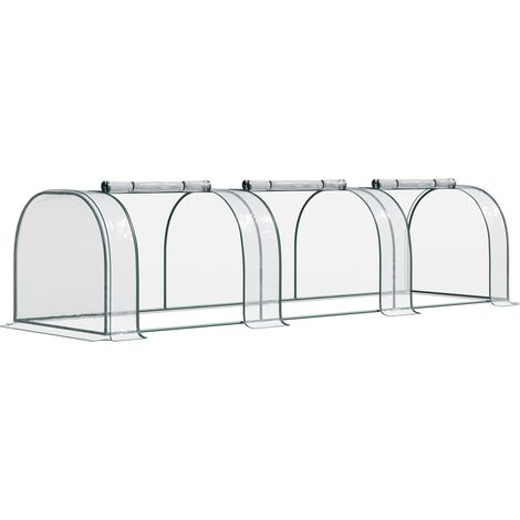 Invernadero, estructura de acero, cubierta de PVC, 350 cm x 100 cm x 80 cm, diseño tipo túnel, construcción estanca. (1/5)