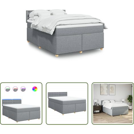 Matelas à ressorts ensachés - Sommier à lattes de lit avec matelas Gris clair 140x190cm Tissu (1/5)