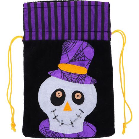 Halloween Burlap Gift Bags Pumpkin Ghost Festival Candy Sewing Wool NonWoven Storage Bag(Skull ) (1/5)