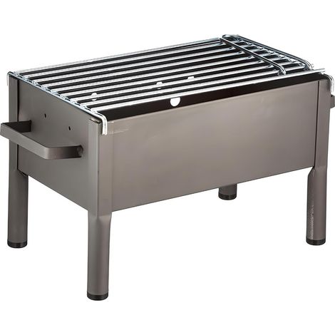 Barbecue de Table en Zinc coloris Gris - 34 x 23 x 21 cm