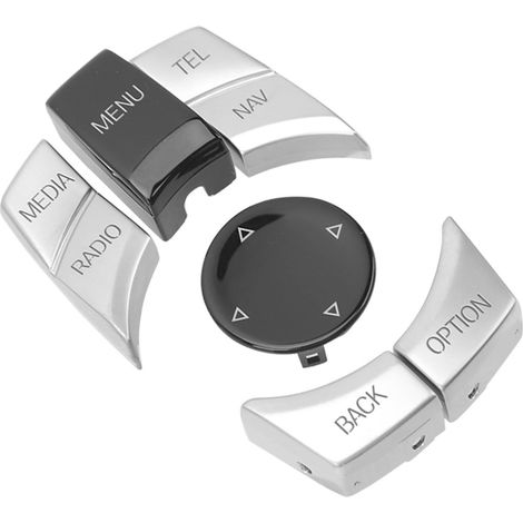 6PCS Bouton de Contrôle Multimédia Auto Toucher Confortable Couvercle de Molette Argenté Compatible Série 1 3 5 6 (1/5)