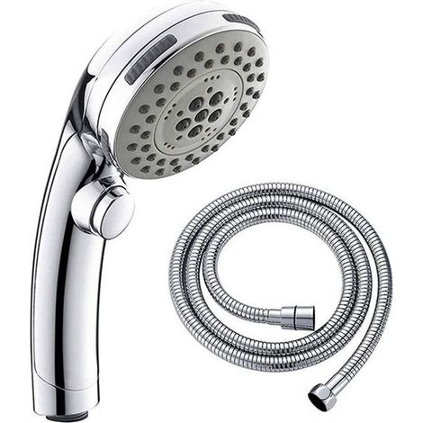 With stop button, chrome shower head, 5-mode hand shower set, 1.5m hose (1/5)