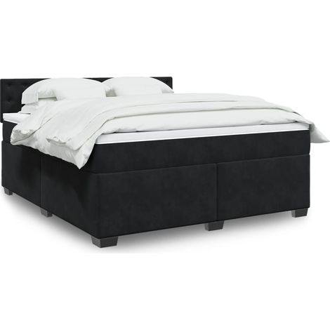 Boxspringbett mit Matratze Schwarz 180x200 cm Samt