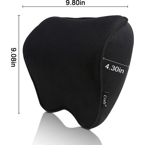 Schwarze Autokopfstütze mit schwarzer Einfassung, ergonomisches Nackenpolster zur Reduzierung von Ermüdung und Verbesserung des Komforts (1/4)
