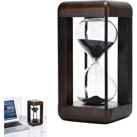 Sablier 60 minutes - Minuteur décoratif en verre avec cadre en bois, idéal pour bureau, table de travail et salon (1/5)