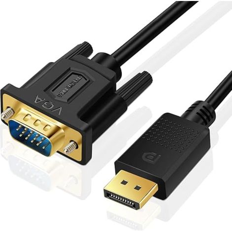 Câble DisplayPort vers VGA, Câble DP vers VGA 1080P, DP mâle vers VGA mâle, Moniteur, PC-Desktop, Laptop, Projecteur, TV (3M) (1/5)