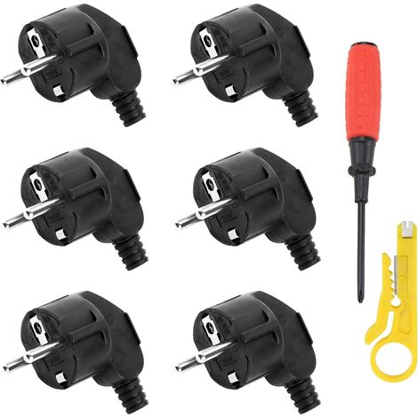 16A Prise Electrique Male 6 Pièces Fiche Electrique 250V Prise Male IP20 Prise Mâle Blanche Peut être Utilisé pour Les Câbles de 8 à 10 mm Fiche Noir (1/5)