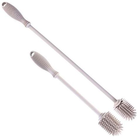 Goupillon Bouteille Silicone Géant Lave Bouteille Ecouvillon Gourde Brosse de Nettoyage Brosse Nettoyage Vaiss Carafe Bottle Brush Thermos (Gris) (1/3)
