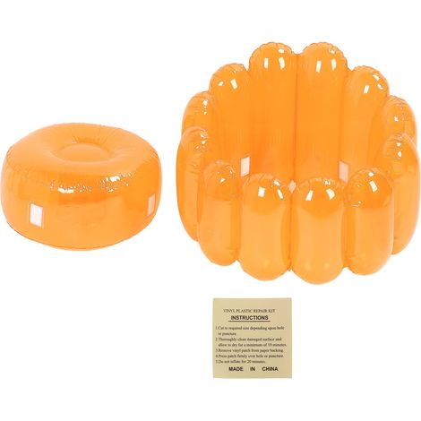 Fauteuil Gonflable Transparent PVC Orange Design Moderne Résistant 250lbs Lot de 2 pour Intérieur Extérieur Salon Déco (1/5)