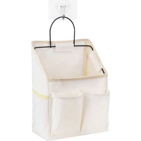 [JAMAIS UTILISÉ] 1 PACK Sac à Suspendre au Mur Boîte de Rangement Murale Étanche avec Crochet Collant pour Salle de Bains Cuisine Dortoir Organisateur Panier (Blanc) (1/4)