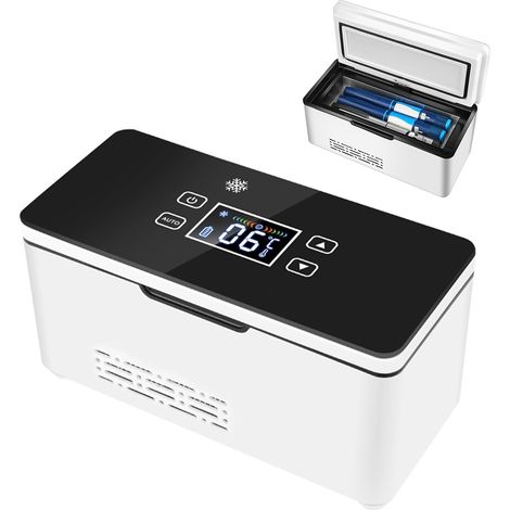 Refroidisseur d’Insuline Portable, Glaciere Electrique Voiture pour Insuline, Température Réglable de 2 à 8 °c, avec Deux Batteries de 10 200 mAh pour la Maison, Les Déplacements et la Voiture (1/5)