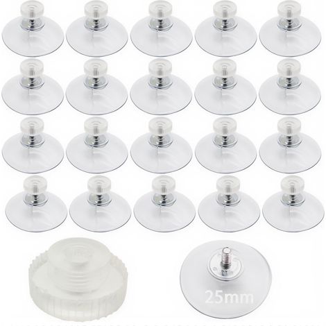 Ventouse en plastique transparente, avec 20 ventouses, ventouse diamètre 25 mm, écrous en plastique transparents filetés M4, convient pour la suspension quotidienne de fenêtres (1/5)