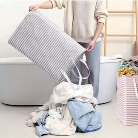 Lot de 2 paniers à linge de 75 litres avec doublure imperméable, paniers de rangement pour le linge sale à la maison (1/5)