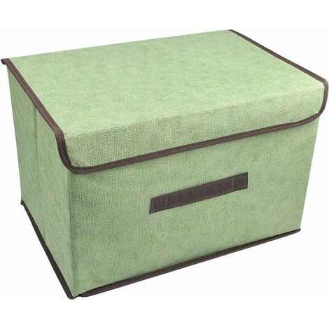 royaluxe - Boîtes de rangement 3 pièces avec couvercles, boîtes de rangement - boîtes de rangement pliables pour placards, fenêtres en plastique pour vêtements et livres verts (1/4)