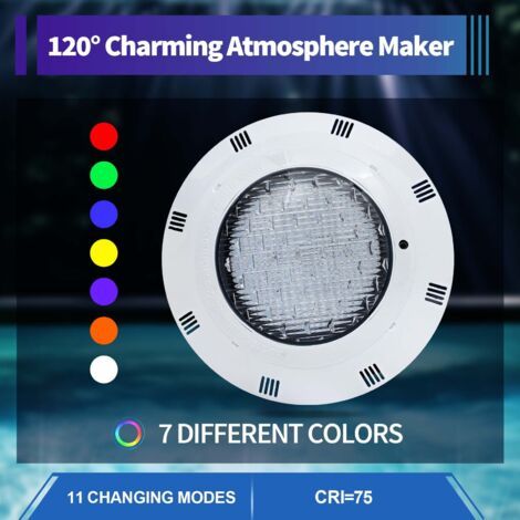 Éclairage de Piscine LED 45W avec Télécommande, Lampe Submersible pour Piscine 12V, Lumière Solaire Étanche-AUTRES (1/5)