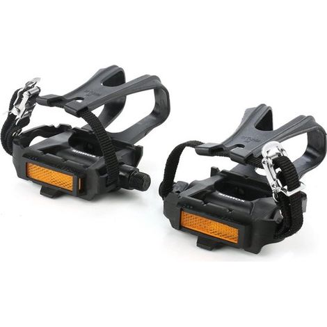 Pedali per bicicletta con meccanismo di bloccaggio a scatto, in plastica, per spinning bike, cyclette, mountain bike e bici da corsa (9/16 pollici) (1/5)