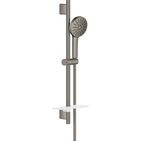 GROHE Vitalio Joy Ensemble barre de douche - 60cm - douchette ronde - 3 types de jets - hard graphite brossé