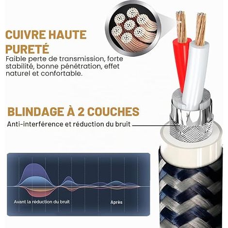 Câbles pour Enceintes avec Connecteurs Cable Enceinte 6N OFC Câble de Haut-parleur Fiche Banane Remplaçable 14AWG Pour Systèmes Home-cinéma 2m (1/3)