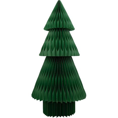 Grand Sapin de Noël 177cm Pliable en Papier Alvéolé Décoration Classique Vert pour Vitrine Maison Réutilisable Vert Foncé (1/5)