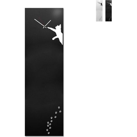 Orologio da parete verticale 30x100cm lavagnetta magnetica design moderno Cat - Nero (1/5)