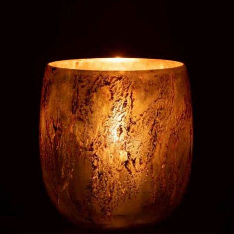 Photophore en Verre "Vintage" 16cm Marron & Or (1/3)