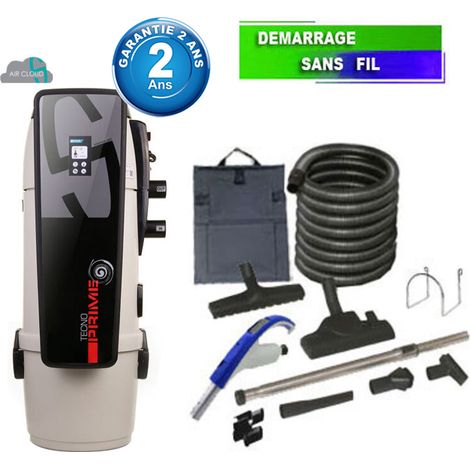 Aspirateur central type ALDES, tecno Prime 350 (jusqu’à 350 m²) + set accessoires - Garantie 2 ans, SISTEM AIR 3113.3TPR