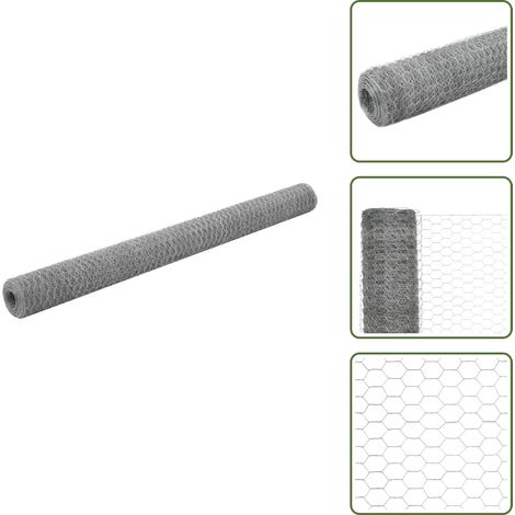 Grillage pour volière Acier galvanisé 25x1,5 m Argenté - Clôture - Grillage - Clôture Rigide - Volière - Protection Animale
