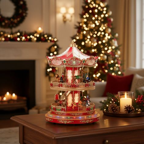 Carosello animato per villaggi di Natale con led multicolore da h 43 cm (1/4)