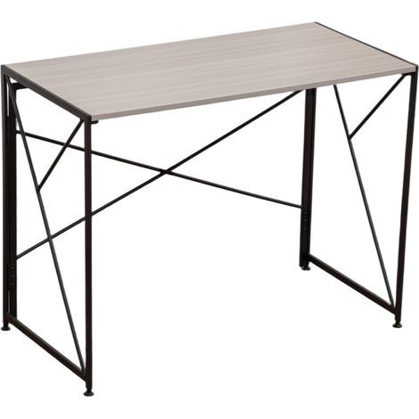 Bureau pliant compact pour petits espaces, table d’ordinateur 99 x 50 x 75 cm, montage en 8 secondes, MDF effet bois et métal, idéal home office CHICFURN (1/5)