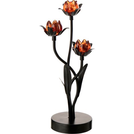 Lampe à Poser à LED "Fleur" 36cm Noir & Orange (1/4)