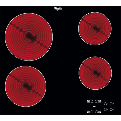 Whirlpool – Plaque vitrocéramique 4 zones – Touch Control avec 4 minuteurs – Puissance 6200W – Commandes frontales – Surface en verre céramique Schott Ceran (1/5)