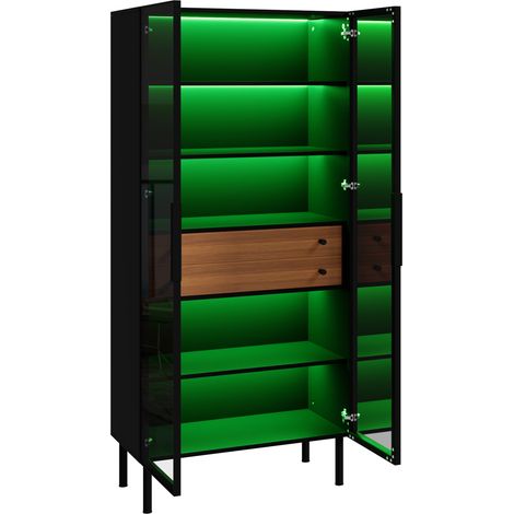 Vetrina con ante in vetro LED controllabile via app 2 cassetti 70 x 36 x 170 cm HOMVRA (1/5)