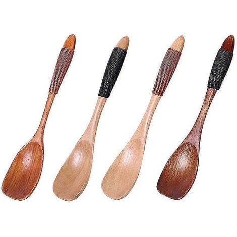 Lot de 4 cuillères pour bébé, cuillère à soupe, cuillère à thé en bois, petite cuillère en bois, cuillère de service, cuillères de table NS (1/2)
