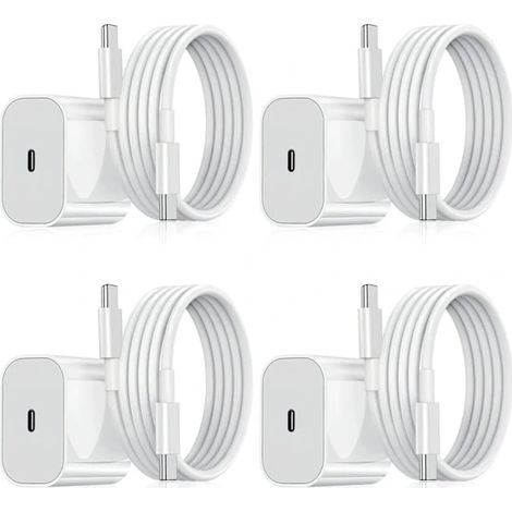 【HT】Lot de 4 chargeurs Samsung – Chargeur rapide + câble 20 W blanc, taille unique (1/5)