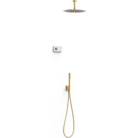 Kit robinet thermostatique électronique encastré à 2 voies Shower Technology Or Mat 24K - TRES 09286567OM
