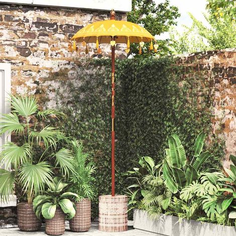 Teenpull – Balinesischer Sonnenschirm mit Sockel Gelb 95 x 95 x 260 cm (1/5)
