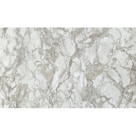 Beigefarbene Vinyltapete in Marmoroptik auf Vliesstoff, 10 m (1/2)