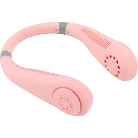 Mini-Nackenventilator ohne Rotorblätter mit eingebautem Akku, wiederaufladbaren Doppelflügeln, freihändiger Sportventilator, pink, tragbar für Outdoor-Aktivitäten (1/5)