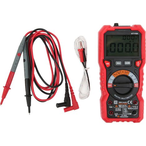Jeffergarden Multimètre numérique à 6000 points, plage automatique, véritable valeur efficace, ampèremètre HT118A-DOU